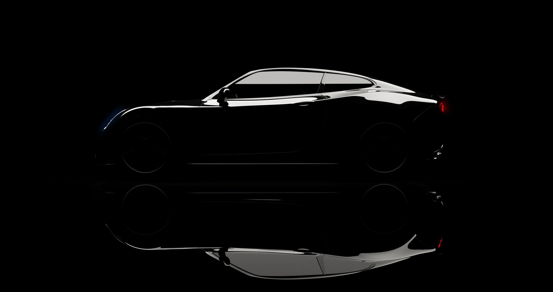 silhouette of black sports car on black